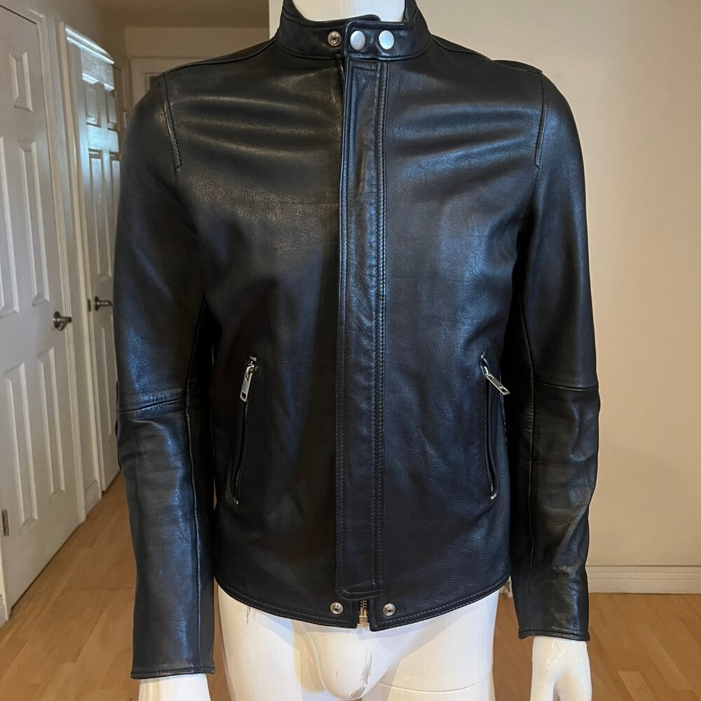 MENS DIESEL PATCH ELBOW LEATHER L-ROSHI JACKET SIZE M MEDIUM BIKER